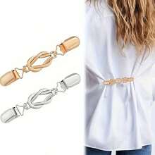 [Exquisite Jewelry]2pcs Vintage-Inspired Waist Cincher Clips For Women - Adjustable Metal Brooches For Dresses, Shirts, Shawls & Sweaters - Secure Hold, No-Slip Design, All-Season Use, Zinc Alloy, Perfect For Casual Attire, Dress Cincher Clips|Vintageinspired Design|Durable Zinc Alloy, Dress Cincher Clips, Sweater Cincher Clips, Dress Cincher &All-Season Styling Essential &Dress Statement Piece &Chic Valentine's Gift &Retro Fashion Revival - 金銀2 - 查看 8