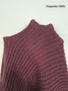 轻盈保暖针织套头毛衣，宽松版型，聚酯纤维面料，休闲学院风，男女皆宜，长袖，落肩设计，简约圆领，适合秋冬季穿着。 - 酒紅色 - 查看 6