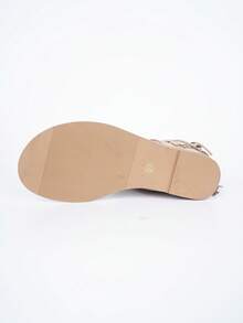 Women's Fashion Western Round Toe Mid-Calf Boots, Fringe Chunky Heel Cowboy Boots - Khaki - View 7