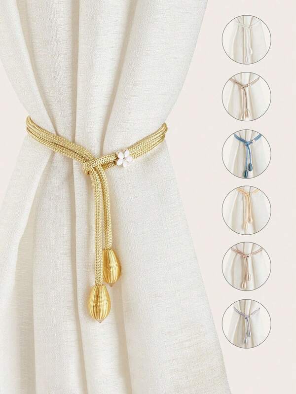 2个橄榄形窗帘绑带，多种颜色可选，适用于窗帘固定和装饰