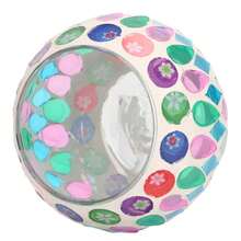 Set Of Colored Glass Mosaic Candlesticks - Spherical Teacup Pattern In The Shape Of Willow Leaves, Round Glass Candle Holder For Centerpiece, Wedding And Party Decoration