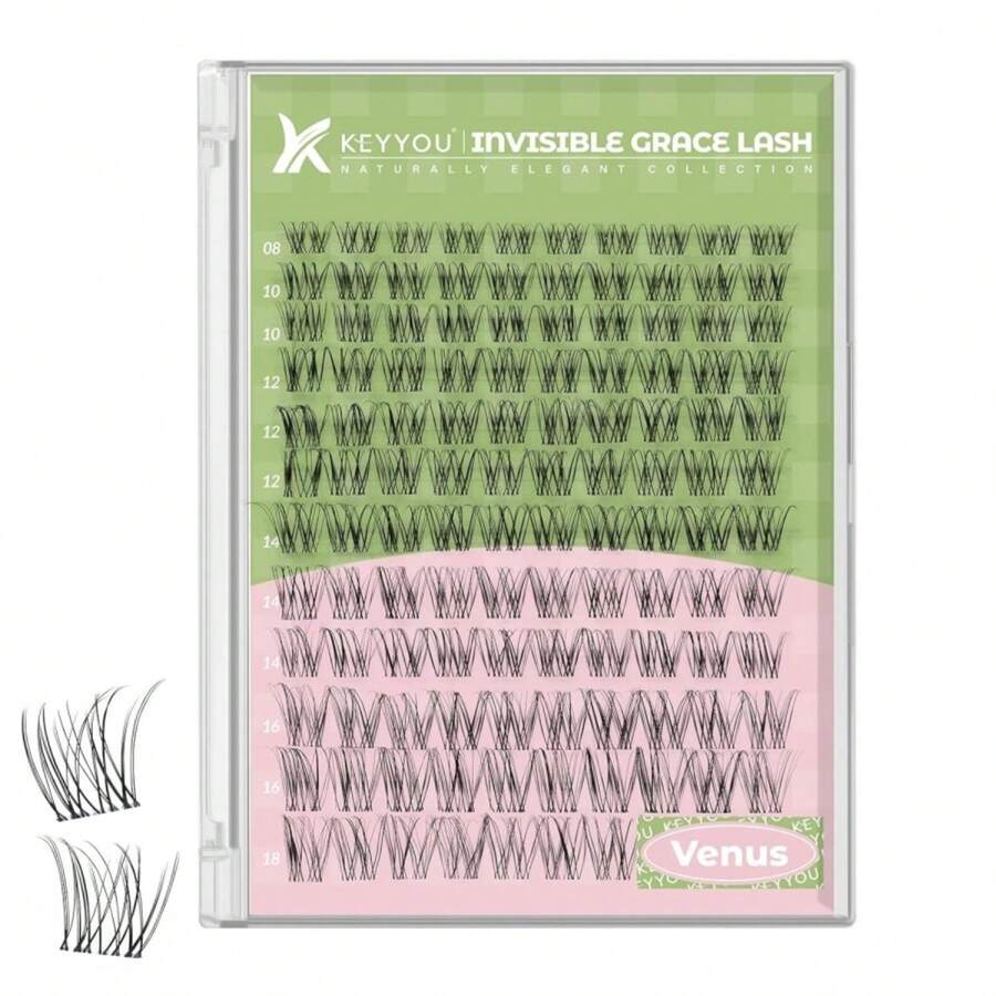 KEYYOU Venus Lash Clusters 120Pcs D Curl Fairy Lash Extension Eyelash Extension Wispy Natural Invisible Band Lash With Waterproof DIY Lash Extension At Home(Venus-C-16MM) - ColorK - 查看 1