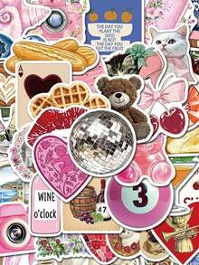 50PCS Aesthetic Pinterest Cartoon Graffiti Stickers - Waterproof Decorative Stickers For Water Cups, Notebooks, Luggage, Fun Kids DIY Craft Supplies, Creative Collage Autocollant - Nhiều màu - Xem 3