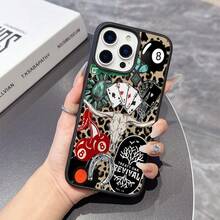 Western Leopard Phone Case, Cherries Skull Horseshoe Vinyl Treaty Oak Revival With Country Rock Vibes, Play Now Aesthetic Gift,  17 16 15 14 13 12 11 Pro Max Plus X, Galaxy S25 S24 S23 S22 S21 Ultra - 黑色 - 查看 1