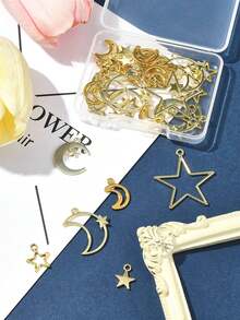 Bộ 50 mặt dây chuyền hợp kim hình trăng sao, nhiều màu sắc, bạc/vàng cổ điển. - 35 chiếc - Xem 7