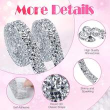 1 Roll DIY Self-Adhesive Rhinestone Tape, Silver Resin Rhinestone Strips, Diamond Crystal Rhinestone Tape Sticker, Shiny Rhinestones, Suitable For Crafts, Fabrics, Cars, Clothing, Bottles, Cakes, Phones, Birthdays, Wedding Decorations (Silver) - Silver - View 2