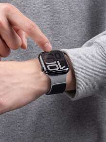 Huastonband 適用於 42mm 38mm 40mm 41mm 44mm 45mm 46mm 49mm，1件中性荔枝紋理矽膠磁吸錶帶，柔軟防汗防滑運動矽膠錶帶，適合 Series Ultra2、Ultra SE2、SE 11、10、9、8、7、6、5、4、3、2、1，送給朋友的派對、聚會、海灘、旅行禮物，中性配件，聖帕特里克節 - 黑灰色 - 查看 9