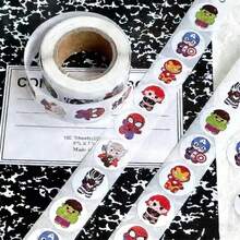 500张漫威超级英雄蜘蛛侠和钢铁侠圆形装饰贴纸，适合DIY糖果袋装饰，也适合作为生日礼物、万圣节礼物、圣诞节礼物、毕业季礼物和节日派对礼物。 - 彩色 - 查看 7