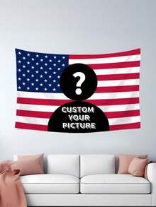 1pc Personalized Photo Wall Hanging - Vibrant Printing Craft, Customized Design For Unique Gifts - Celebrate Anniversaries, Birthdays, Weddings And More Occasions, Fashionable Home Decor, Room Flag, Suitable For Anniversary, Valentine's Day, Birthday, Youth Festival, Wedding, Christmas, And Housewarming Decoration In Living Room, Bedroom, Bathroom, And Tea Room. Seasonal Selection, Autumn Home Renewal, Scandinavian Style Cozy Home, Winter Elegance, Autumn Decor, Warm Atmosphere - Multicolor - View 1