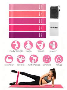Bộ 5 dây kháng lực, dây tập luyện kèm hướng dẫn sử dụng và túi đựng, bộ 7 dây tập thể dục dùng cho tập luyện, tăng cường sức mạnh, giãn cơ, dụng cụ tập gym tại nhà, phù hợp cho Pilates, Yoga, vật lý trị liệu, tập chân, mông, tay cho cả nam và nữ. - Nhiều màu - Xem 1