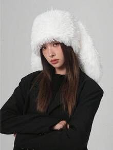 1Pc Cute Y2K Plush Hat, Cute Cartoon Rabbit Ear Decoration Casual Soft Long Fur Warm Hat, Suitable For Daily Wear, Valentine's Day Gift - Nhiều màu - Xem 10