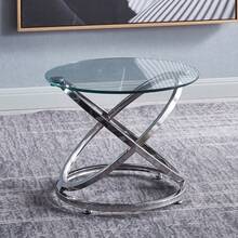 1PC Minimalist Round Glass Top Table, Silver Metal Legs For Living Room/Balcony/Cafe/Office, Multi-Functional Tea Table/End Table/Dining Table, 52x52x46cm Compact Design - Silver - View 4