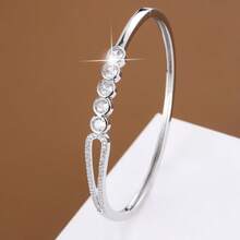 1pc Fashionable Geometric Dotted Rope Circle Design Artificial Zirconia Inlaid Women's Bracelet - Multicolor - View 2