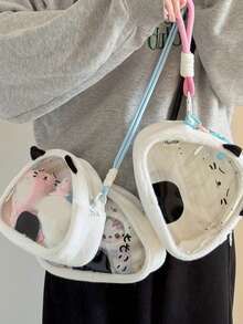 1 PC Girls Cartoon Rice And Vegetable Roll Large Capacity Plush Cross Body Bag Cross Body Baby Bag One Shoulder Baby Bag For Students Pain Bag - Multicolor - View 4