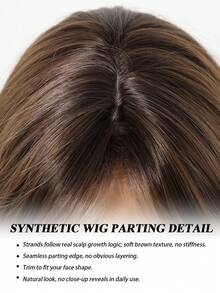 20英寸中长棕色假发，渐变色合成纤维，耐热纤维，适合女性日常及派对佩戴 - 漸層棕色 - 查看 5