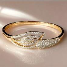 1pc Elegant And Luxurious Leaf-Shaped Exquisite Ladies' Fashion Bracelet - Multicolor - View 7