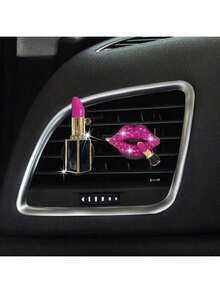 2件/4件 水钻唇形汽车通风口夹 空气清新剂香水装饰配件 - 紅色 - 查看 8