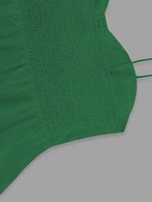 1pc Women's Casual Sleeveless Ruffle Hem Top, Elegant French Minimalist Pure White Tube Top Cropped Camisole, Fitted Vacation & Commute Lightweight Camisole Tie Strap Shirt, Y2K Sexy Babydoll Accentuates Curves Outerwear, Spring/Summer/Autumn - Army Green - View 6