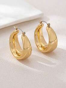 Metal Hoop Earrings - vàng - Xem 1