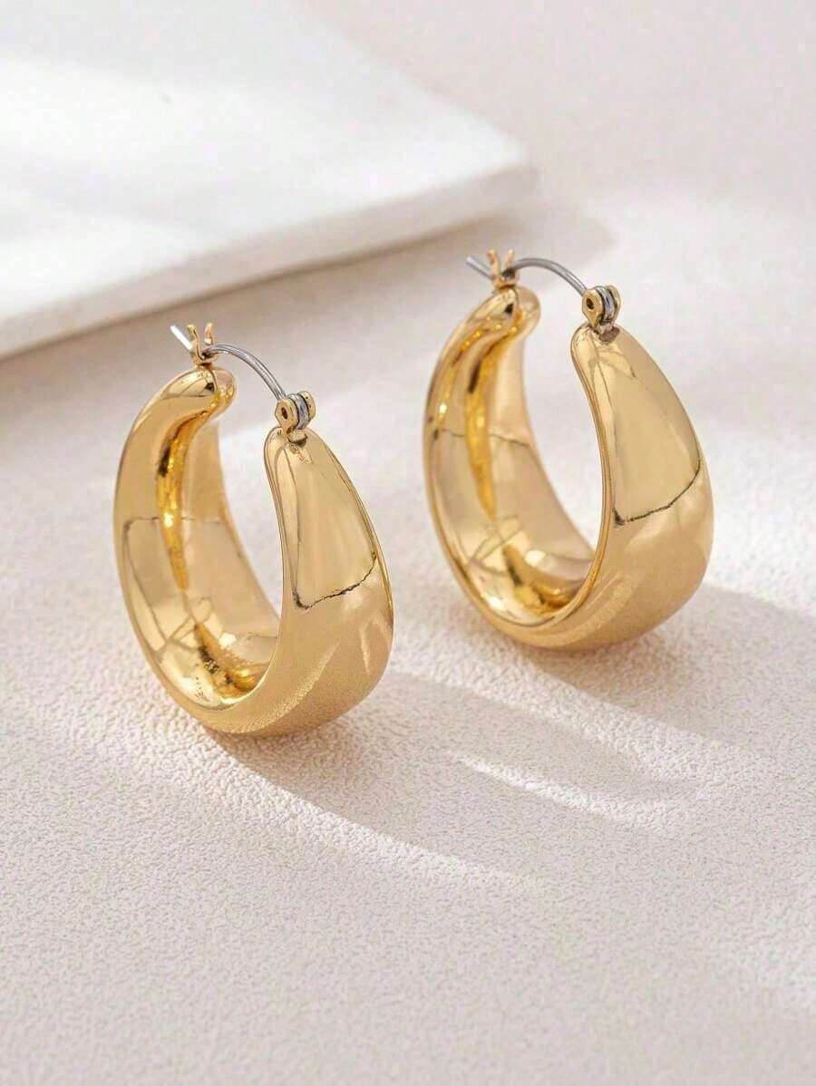 Metal Hoop Earrings - vàng - Xem 1