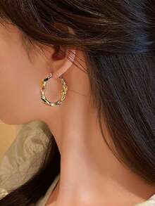2pcs Unique Luxurious Elegant Circle Daisy Flower Art Earrings - 2 cái - Xem 4