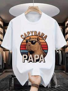 de los animales, regalo perfecto para cumpleaños o San Valentín, ideal para fiestas y eventos casuales|   Camiseta redonda de algodón puro, transpirable y cómoda, moda casual masculina BPUN - Blanco - Ver 8
