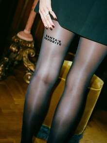 1件装女士黑色哥特式英文字母透明紧身裤，修身款，适合体重40-60公斤的女性 - 黑色 - 查看 11