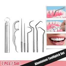 Juego de palillos de dientes de metal, cepillo interdental para limpieza de dientes y sarro​Removedor de hilo dental reutilizable, palillo dental, cuidado de higiene oral - 1 - Ver 7