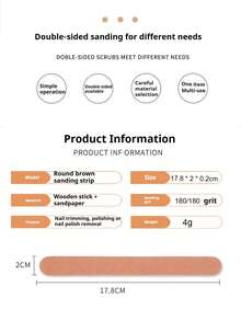 50/100片装指甲锉，实木指甲锉，双面180/180目砂纸，薄型砂纸条，适用于修甲、卸甲、抛光，木质锉条，适用于商业和家庭用途 - 彩色 - 查看 3