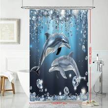 1件/3件/4件海洋生物海豚浴帘套装，马桶座垫浴室地垫套装，简约水晶海豚印花浴帘，完美适用于浴室装饰、通用房间装饰、家居装饰套装、浴室配件浴帘马桶边地垫浴帘套装