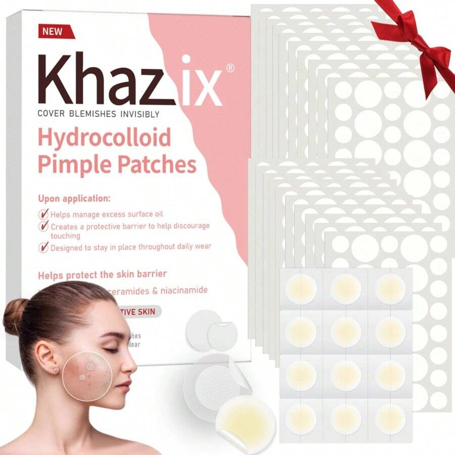 180/372片装面部遮瑕贴，祛痘贴，遮盖瑕疵和痘疤，不含化学成分，男女通用 - 粉色 - 查看 1