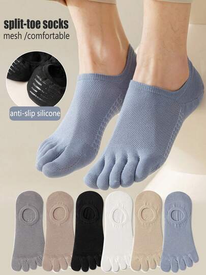 1/3/6 أزواج جوارب خمس أصابع ملونة متعددة الألوان للرجال، جوارب كاحل منخفضة القطع، جوارب خمس أصابع رياضية محشوة، مانعة للانزلاق، شبكية قابلة للتنفس، جوارب أصابع عصرية متعددة الاستخدامات، رقيقة للربيع/الصيف/الخريف