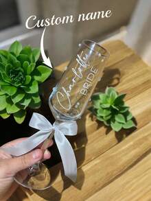 Personalized Bride Champagne Flute, Faux Pearl & Crystal Glass Stemware, Happy Birthday Champagne Flute, Customizable Bride & Bridesmaid Champagne Flute - Reusable & Washable, Customized Champagne Flute/Bride Bridesmaid Wine Glass/Wedding Party Cup/Wedding Supplies/Champagne Flute/Champagne Stemware/Bridesmaid/Bride/Bachelorette/Mother Of The Bride/Birthday Party - Multicolor - View 3