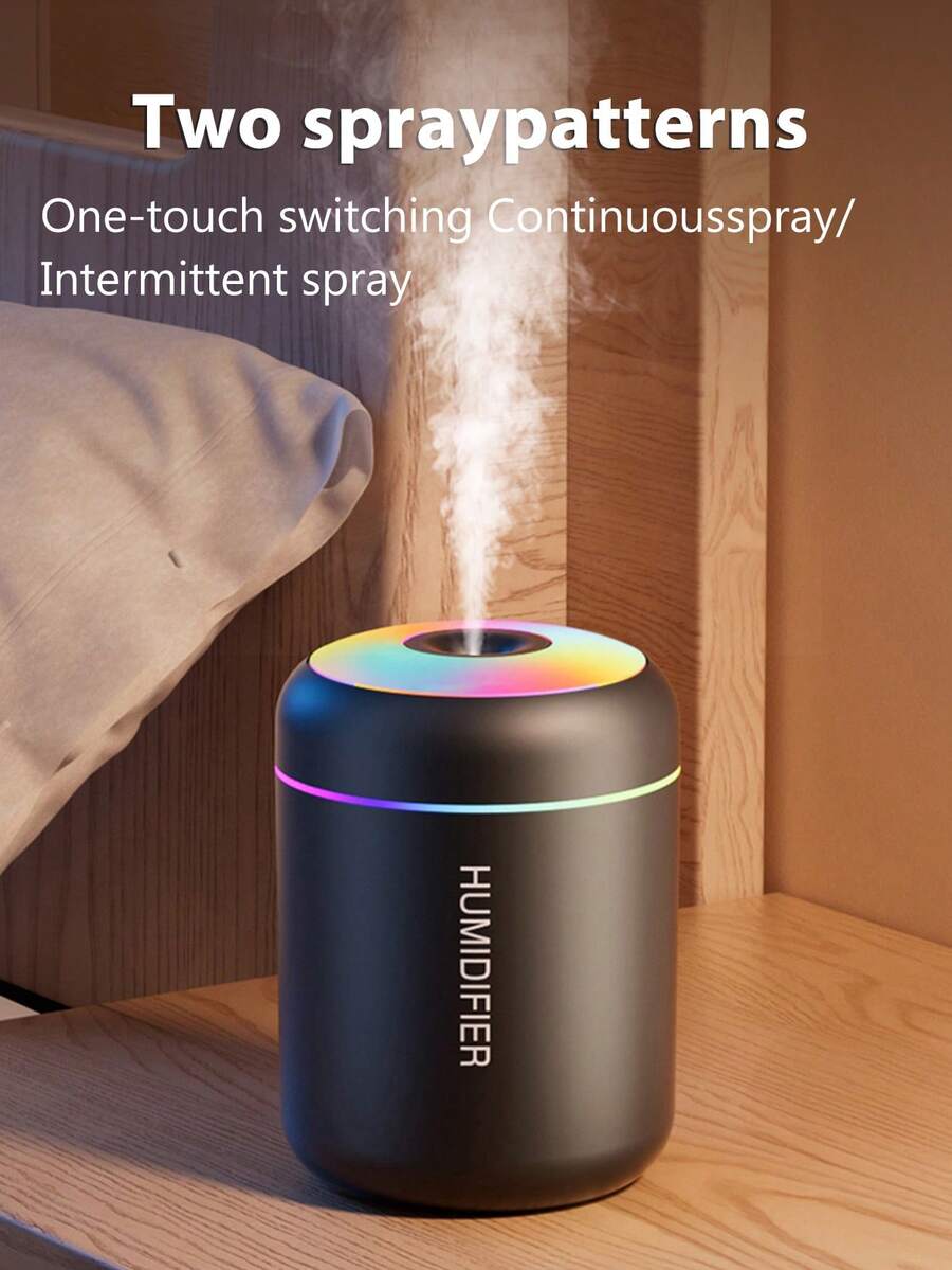1 180ml Humidifier, Portable Air Humidifier With Cold Mist And LED Lights, USB Powered Small Humidifier, Available In Black And White Colors, Long-Lasting Fresh Air Freshener, Silent Operation, Bedroom Humidifier, Simple Design, Natural Beauty, Quiet Operation, Suitable For Home, Office, Bedroom, Car, Bar, Women's Gifts. - Nhiều màu - Xem 1