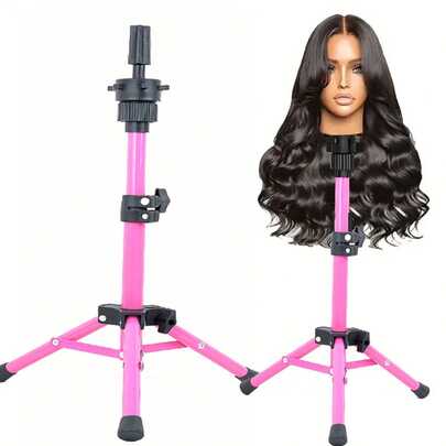 Soporte de trípode ajustable de 23" para peluca miniatura - 5 colores de metal de alta calidad, diseño portátil y plegable para cabezas de maniquí, fabricación y peinado profesional de pelucas, adulto