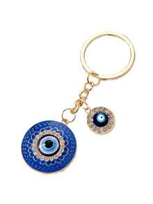 1pc Unisex Turkish Evil Eye Pendant Keychain With Rhinestones, Fashionable & Personalized Accessory - Multicolor - View 2