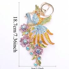 Phoenix Keychain, Gold-Toned Frame With Multi-Colored Sparkling Crystals, Iridescent Crystal Accents, Floral & Leaf Decor Details, Exquisite Phoenix Shape, Ideal Key Accessory, Party Outfits, Gifts For Fantasy Lovers & Valentines Gift - 黃色 - 查看 8