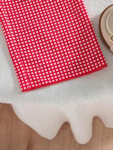 Set de 2 piezas de ropa casual de verano para niñas con top sin mangas con estampado de corazón y lazo, y pantalones con estampado de parches - Rojo - Ver 8