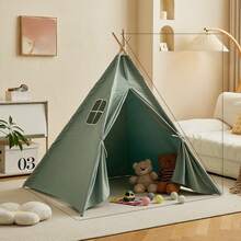 1pc Portable Children's Teepee Tent, Kids Play House, Baby Room Decor, Children's Canvas Teepee Tent, Cone Tent, Kids Mini Beach Tent - Multicolor - View 17