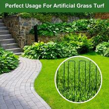 1 Peça Conjunto (25 estacas + 25 arruelas + 1 Peça gancho) Estacas Verdes para Gramado, Estacas de Jardim em Forma de U com Arruelas, Estacas de Aço Galvanizado Resistentes de 15 cm para Fixar Tendas de Paisagismo, Barreiras e Tecidos, Estacas Metálicas Duráveis para Jardim - junta verde - Visão 9