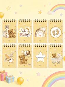 8本婴儿派对小熊便签本，采用可爱的小熊设计，是性别揭晓派对和宝宝一周岁生日庆祝活动的理想之选。这些可撕取的便携式迷你笔记本是婴儿派对的绝佳回礼、派对游戏奖品或日常伴侣，也是学生礼物或返校奖励的绝佳选择。（棕色） - 彩色 - 查看 9