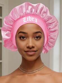 1pc Satin Sleep Cap, Personalized 12 Zodiac Sign Pattern Satin Wide Brim Elastic Sleep Hat, Satin Hair Cap (Random Print Pattern) - Pink Constellation SM10 - View 31