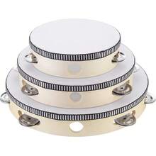 4/6/8/10英寸成人铃鼓，6英寸木制手持铃鼓，配桦木金属铃铛，单排打击乐器，适用于教堂、KTV、派对等场合 - 彩色 - 查看 6