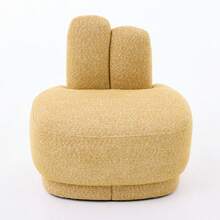 Cozy Fabric Pouf With Bunny Ears, Fixed Padded Stool With Cute Ears, No Storage Space, Non-Removable - Mustard Yellow - View 11