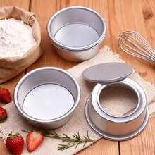 1pc/4PCS/6PCS, Mini Aluminum 4-Inch Round Cake Mold, Removable Bottom, Easy Release And Scratch-Resistant Surface – Ideal For Weddings, Holidays, And Home Baking Tools, Christmas And Valentine's Day Baking Molds. - Multicolor - View 4