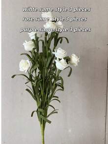 1 pieza/3 piezas Flores de rosa artificiales, decoración del hogar, regalo para el Día de San Valentín, cumpleaños, graduación - Blanco - Ver 21