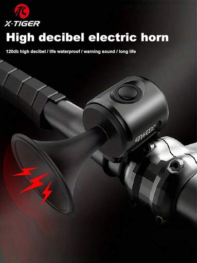 120dB Electric Bicycle Horn, IPX4 Waterproof Electronic Bike Bell For Adult Bicycle, Scooter Handle