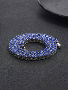 时尚嘻哈彩色网球链项链，适合男士日常佩戴、派对、街头说唱配饰