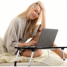 Mesa Portátil Plegable con Portavasos/Cajón de Almacenamiento, Escritorio para Ordenador, Soporte para Laptop, Bandeja de Cama, Mesa para Comer para Cama/sofá/sofá de Trabajo, Lectura (Negro) - Negro7485 - Ver 5