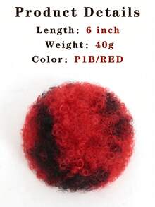 1件装6英寸短款非洲卷发发髻马尾假发，合成扭辫发髻马尾夹式接发，适合派对、圣诞节、万圣节等场合 - 彩色 - 查看 9